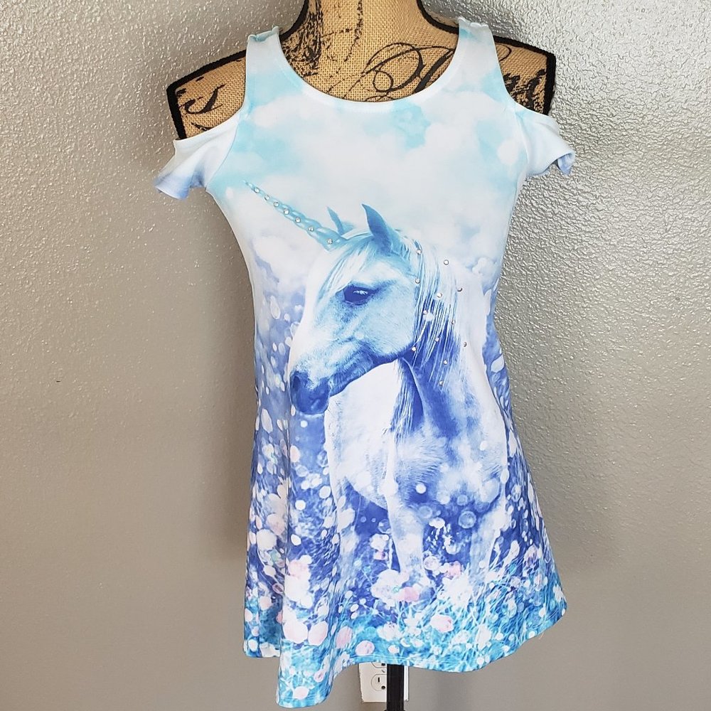 JUSTICE Unicorn cold shoulder dress (kids)